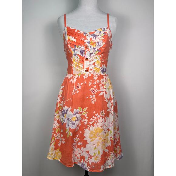 Lauren Conrad Orange Floral Mini Sundress Size 4 - Picture 1 of 10
